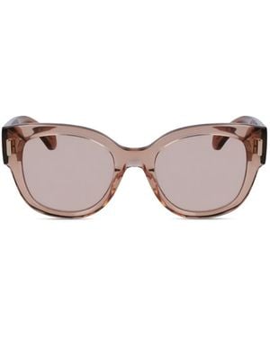 Ferragamo Zonnebril Met Rond Montuur - Roze