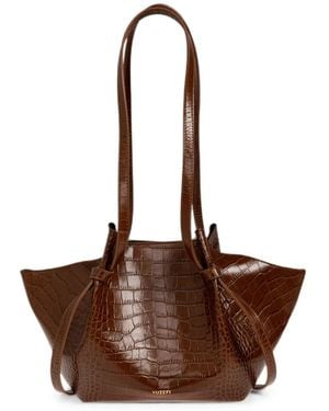Yuzefi Mochi Croc-Effect Leather Tote Bag - Brown