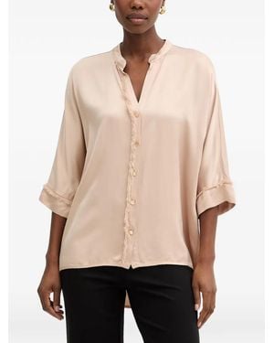 Fracomina Frayed-Trim Blouse - Natural