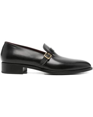 Husbands Buckle-Fastening Leather Loafers - Black
