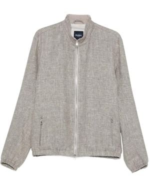 Barba Napoli Zip-Up Elasticated-Hem Jacket - Grey