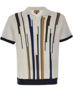 Bob Jacquard-Insert Polo-Collar T-Shirt - White