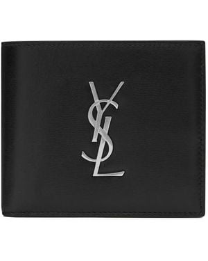 Saint Laurent Logo-Plaque Leather Wallet - Black