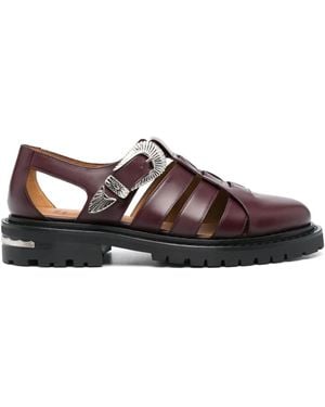 Toga Virilis Cut-Out Leather Sandals - Brown
