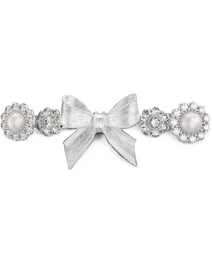 ShuShu/Tong X Yvmin Bow-Detail Gemstone Hair Clip - White
