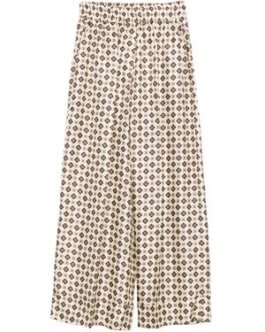 P.A.R.O.S.H. Geometric-Print Silk Trousers - White