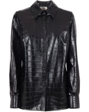 Elisabetta Franchi Camisa con efecto de piel de cocodrilo - Negro