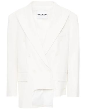 MEDEA Asymmetric Double-Breasted Blazer - White