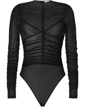 Genny Body De Malla Fruncido - Negro