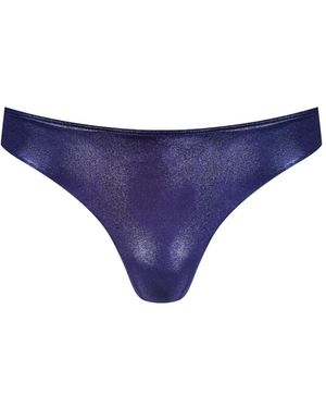 Maison Close Metallic-Finish Bikini Bottoms - Blue