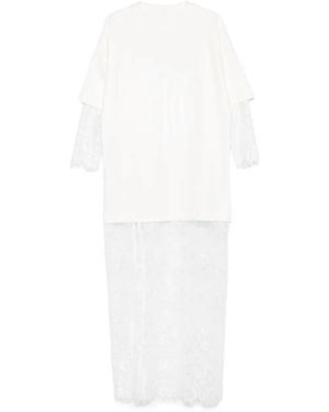 Hamza Maxikleid mit Spitzeneinsatz - Weiß