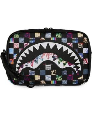 Sprayground Karierter Sharkverse Universe Kulturbeutel - Schwarz