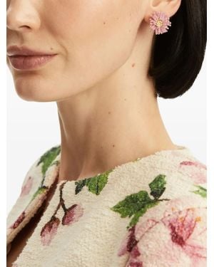 Oscar de la Renta Pompom Flower Ohrringe - Schwarz