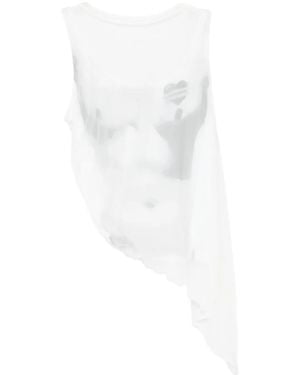 Charles Jeffrey Draped Mesh Vest - White