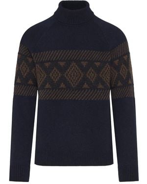 Barba Napoli Patterned Turtleneck Sweater - ブルー