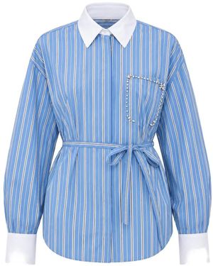 Liu Jo Striped Crystal-Embellished Shirt - Blue