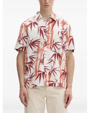 Marc O' Polo Bamboo-Print Short-Sleeved Shirt - Red