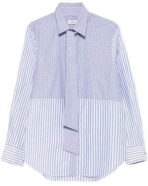 Sandro Striped Tie-Neck Shirt - Blue