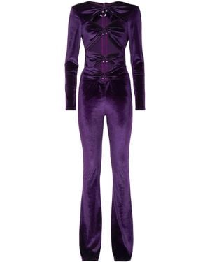 Philipp Plein Cut Out-Detail Long-Sleeve Jumpsuit - Purple