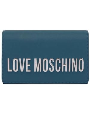 Love Moschino Logo-Lettering Clutch Bag - Blue