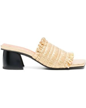 Ganni 65Mm Smock Sandals - Natural