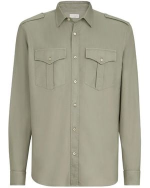 Brunello Cucinelli Garment-Dyed Shirt - Green