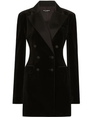 Dolce & Gabbana Velvet Double-Breasted Blazer - Black