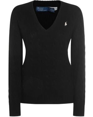 Polo Ralph Lauren Cable-Knit V-Neck Jumper - Black