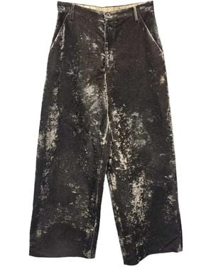 Uma Wang Velvet-Effect Straight-Leg Pants - Gray
