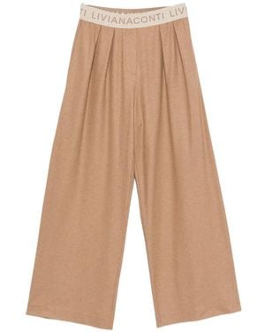 Liviana Conti Logo-Waistband Trousers - White