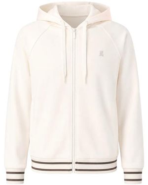Emporio Armani Striped-Trim Zip-Up Hoodie - White