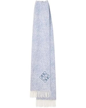 Loewe アナグラム フリンジ スカーフ - ホワイト