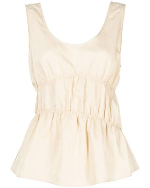 Goen.J Ruched Sleeveless Top - Natural