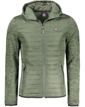Norway 1963 Quilted-Panel Marl-Effect Hooded Jacket - Green
