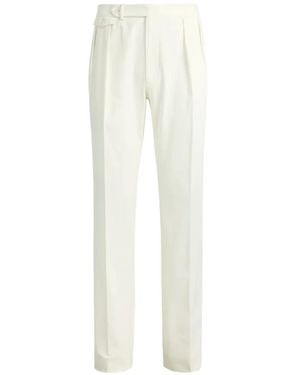Ralph Lauren Gregory Double-Pleated Tailored Trousers - White