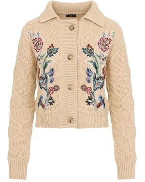 Etro Cardigan mit Blumenstickerei - Natur