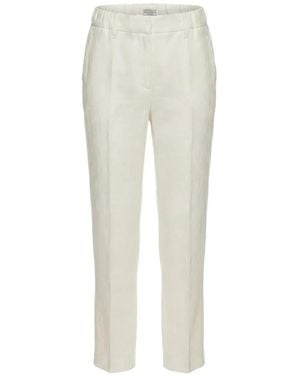 Brunello Cucinelli Elasticated-Waistband Linen Pants - White