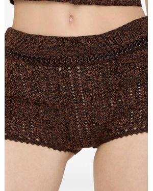 Burberry Crochet Mouliné Cotton Shorts - Brown