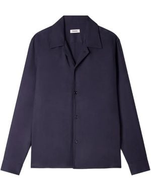 Sandro Long-Sleeve Shark-Collar Shirt - Blue