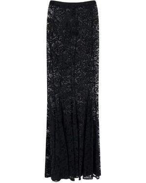 ACTUALEE Lace-Panelling Flared Maxi Skirt - Black
