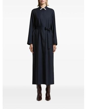 Peserico Embellished-Collar Belted Maxi Dress - Blue