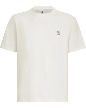 Brunello Cucinelli Logo-Embroidered T-Shirt - White