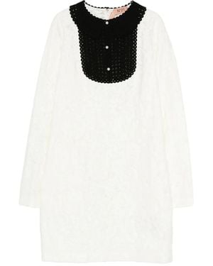 N°21 Crochet-Trimmed Lace Dress - White