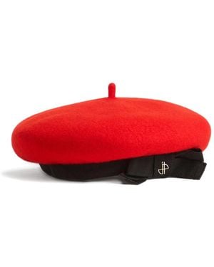 Patou Grosgrain-Bow Wool Beret - Red