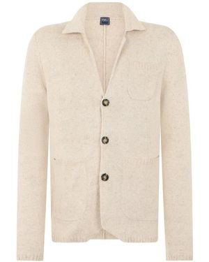 Fedeli Button-Up Knit Cardigan - White