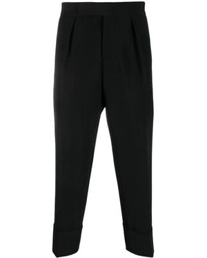 SAPIO Pleat-Detail Wool-Cotton Tailored Trousers - Black