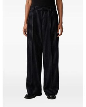 WRSTBHVR Pinstripe-Print Pleated Pants - Black