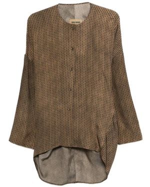 Uma Wang Tate Geometric-Pattern Shirt - Natural