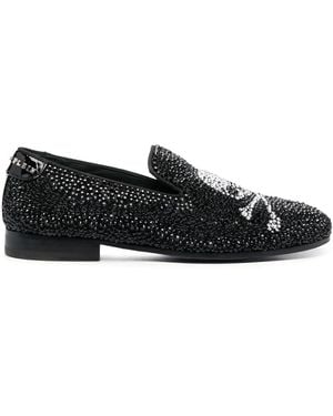 Philipp Plein Skull Bones Moccasins - Black