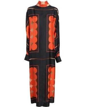 KHAITE Lexi Printed Satin Maxi Dress - Black
